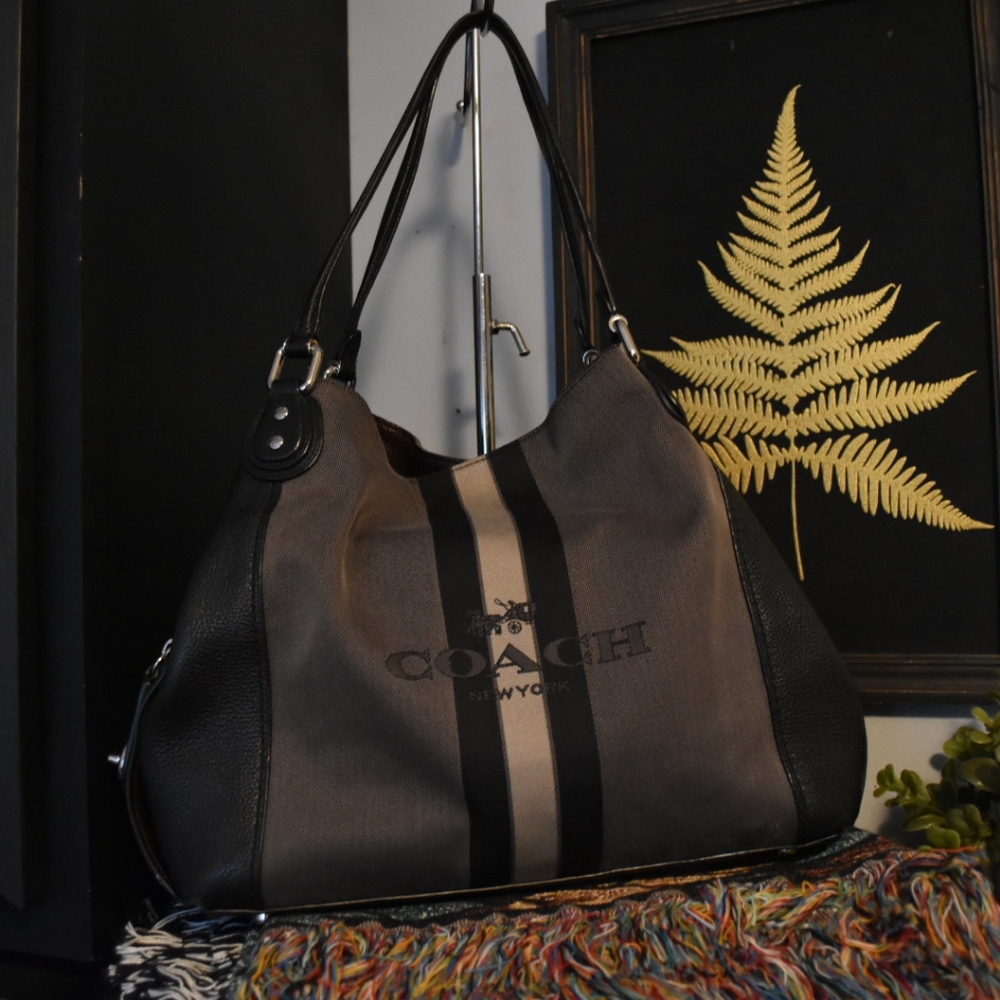 COACH Horse & Carriage Jacquard Edie Black and Grey *READ DESC